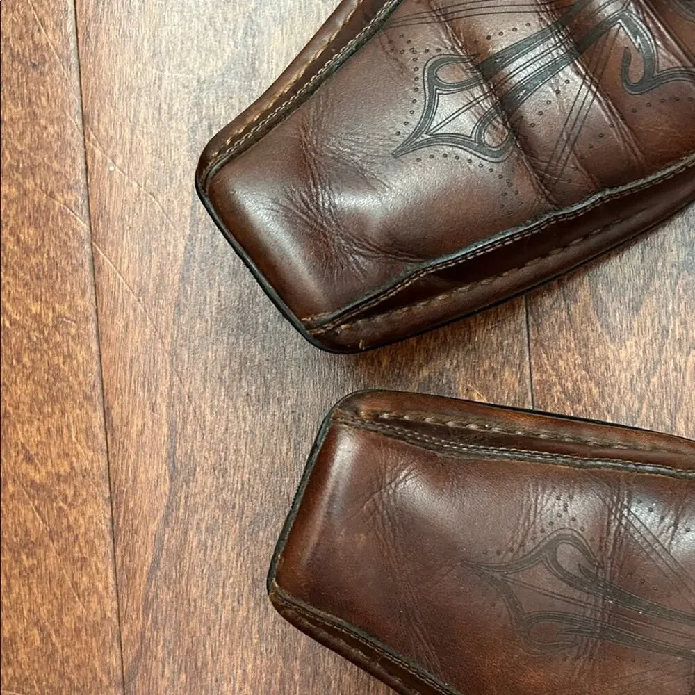 Aldo Men's Brown Leather Slip-On Loafers w/ Cross Design Imprinted, Size 10 (43)